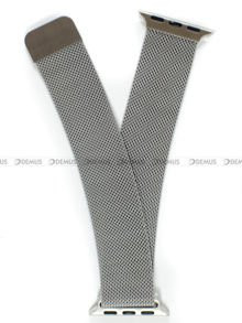 Siateczkowa (mesh), zapinana na magnes bransoleta do zegarka Demus Bra2, 20 mm, Przy kopercie: 38 mm, Srebrna