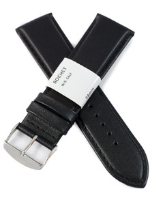 Pasek skórzany do zegarka - Rochet Neptune 7232401 - 24 mm - Czarny
