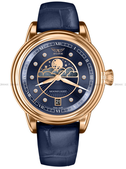 Zegarek Damski Aviator Douglas MoonFlight Diamonds Edition V.1.33.2.380.4