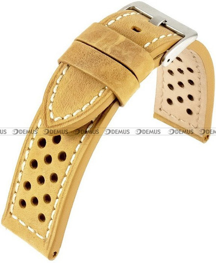 Skórzany pasek do zegarka Horido 9618.03.20S-biała nić, 20 mm, Brązowy