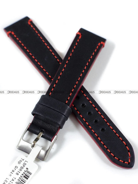 Skórzany pasek do zegarka LAVVU LSPBR18, 18 mm, Czarny