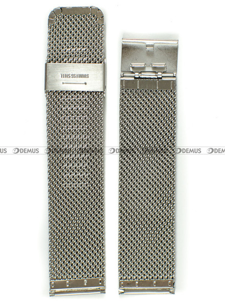 Siateczkowa (mesh) bransoleta do zegarka Demus Bra9, 22 mm, Srebrna