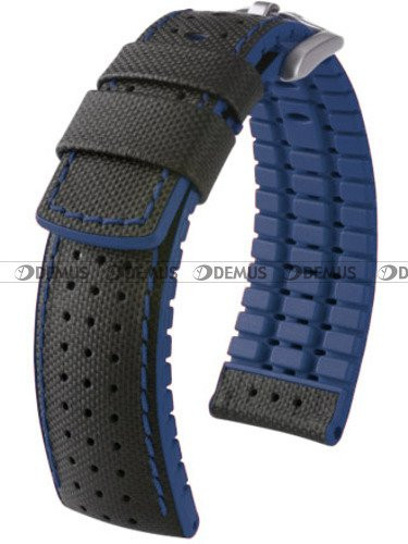 Skórzano-kauczukowy pasek do zegarka Hirsch 0918094050-4-24, 24 mm, Czarny
