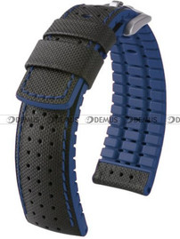 Skórzano-kauczukowy pasek do zegarka Hirsch 0918094050-4-24, 24 mm, Czarny