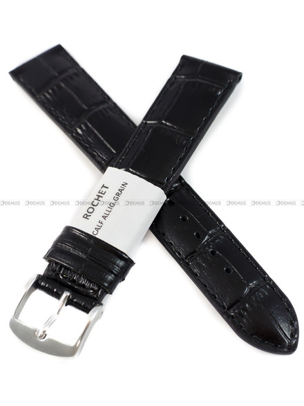Pasek skórzany do zegarka - Rochet Yaounde 5190601 - 18 mm - Czarny