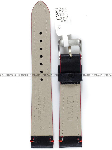 Skórzany pasek do zegarka LAVVU LSPBR18, 18 mm, Czarny