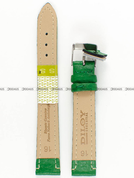 Skórzany pasek do zegarka Diloy P178.16.11, 16 mm, Zielony