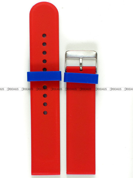 Silikonowy pasek do zegarka Chermond PG11.22.2.4, 22 mm, Niebieski, Czerwony