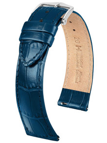 Skórzany pasek do zegarka Hirsch 03427080-2-18, 18 mm, Niebieski