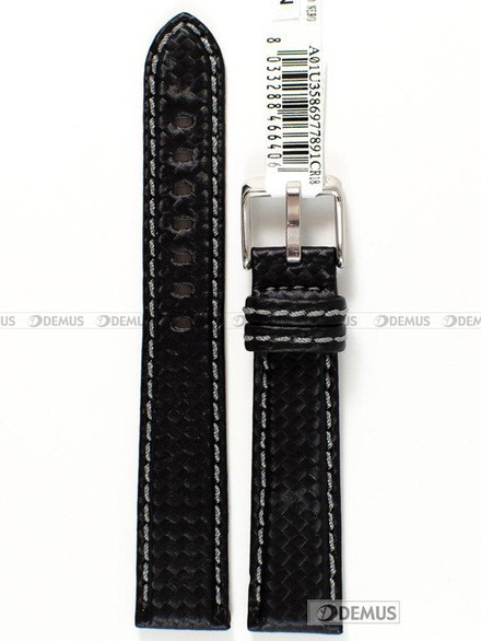 Skórzany pasek do zegarka Morellato A01U3586977891CR18, 18 mm, Czarny