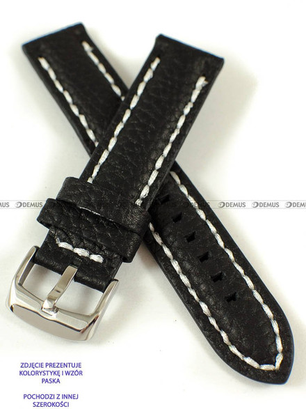 Skórzany pasek do zegarka Pacific W24.24.1.7v2, 24 mm, Czarny