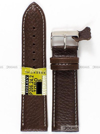 Skórzany pasek do zegarka Diloy P206.24.2, 24 mm, Brązowy