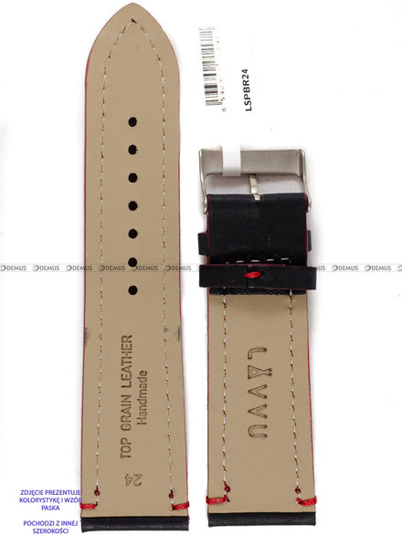 Skórzany pasek do zegarka LAVVU LSPBR26, 26 mm, Czarny