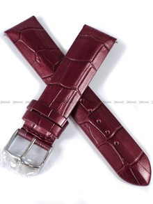 Skórzany pasek do zegarka Vostok Undine-skórzany-purpurowy-croco-stalow, 20 mm, Purpurowy