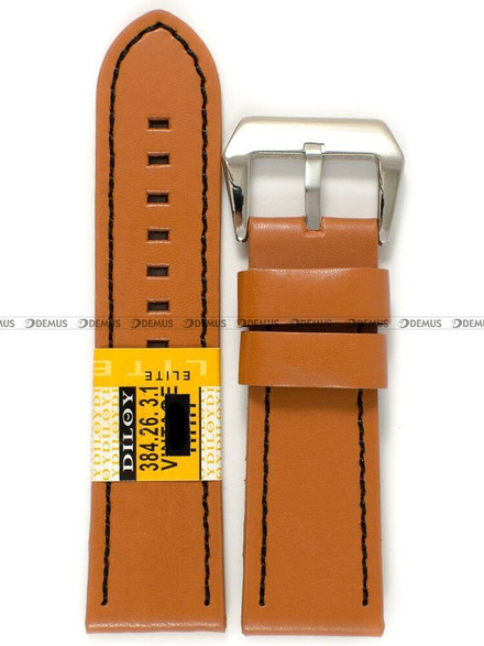 Skórzany pasek do zegarka Diloy 384.26.3.1, 26 mm, Brązowy