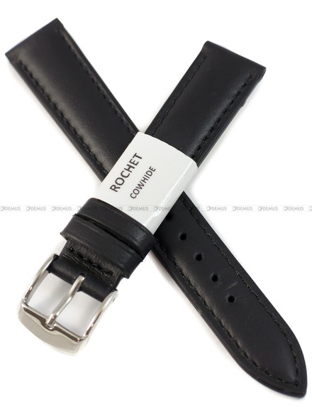 Pasek skórzany do zegarka - Rochet Miami 5411601ST - 16 mm - Czarny