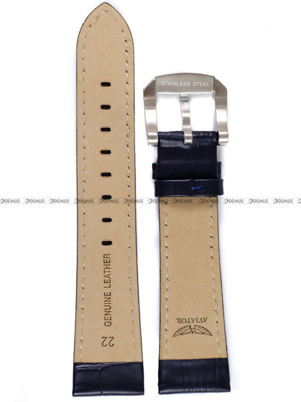 Skórzany pasek do zegarka Aviator Aviator-Airacobra-P45-V.2.25-niebieski-, 22 mm, Niebieski