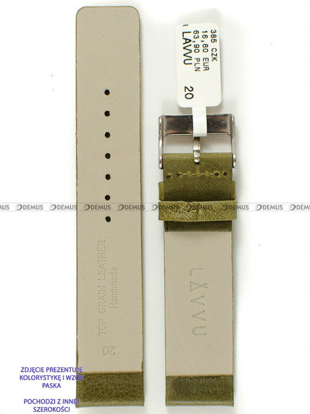 Skórzany pasek do zegarka LAVVU LSCUG22, 22 mm, Zielony