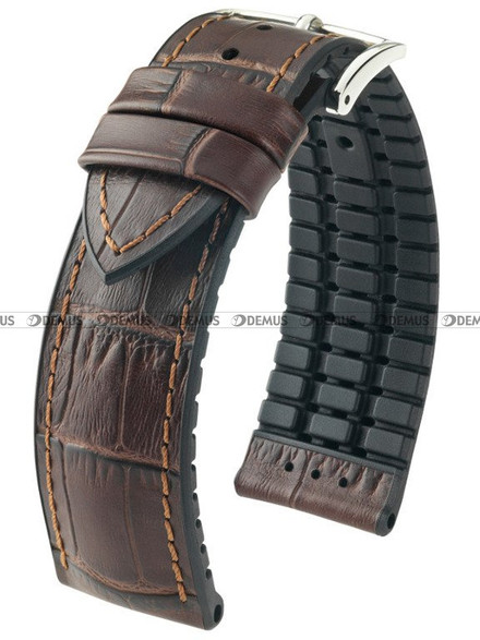 Skórzano-kauczukowy pasek do zegarka Hirsch 0925028010-2-22, 22 mm, Brązowy