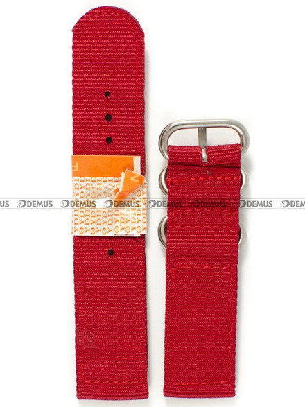 Nylonowy pasek do zegarka Diloy 408.22.6, 22 mm, Czerwony