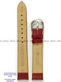 Skórzany pasek do zegarka Pacific W36L.18.4, 18 mm, Czerwony