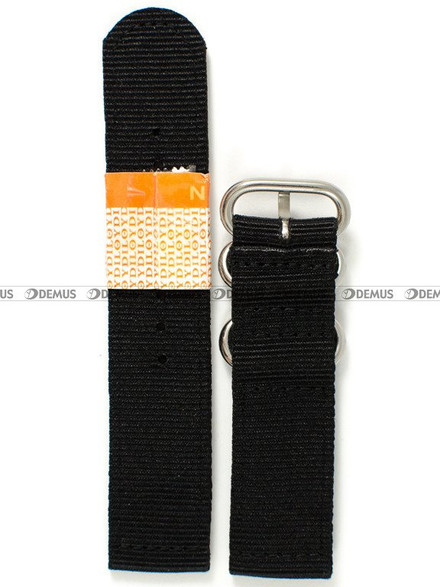 Nylonowy pasek do zegarka Diloy 408.22.1, 22 mm, Czarny