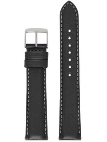 Pasek skórzany do zegarka - Rochet Neptune 7230821 - 22 mm - Czarny szare przyszycie