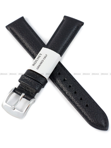 Pasek skórzany do zegarka - Rochet Boston 6020501 - 16 mm - Czarny