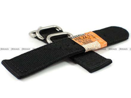 Nylonowy pasek do zegarka Diloy 408.22.1, 22 mm, Czarny