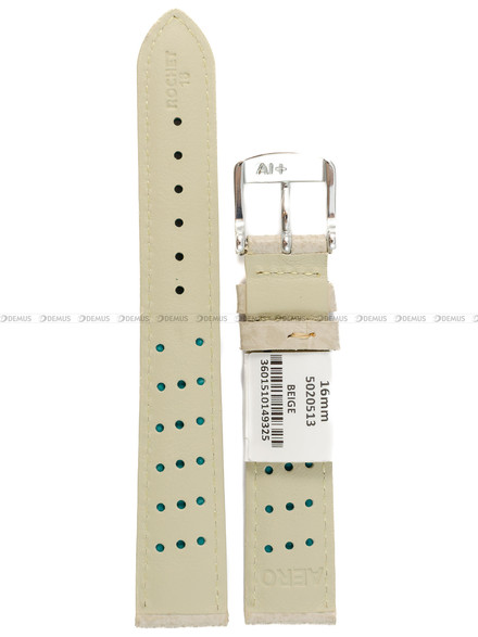 Pasek skórzany do zegarka - Rochet Buffalo 5020513 - 16 mm - Beżowy