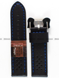Skórzany pasek do zegarka Diloy 398.24.1.5, 24 mm, Czarny