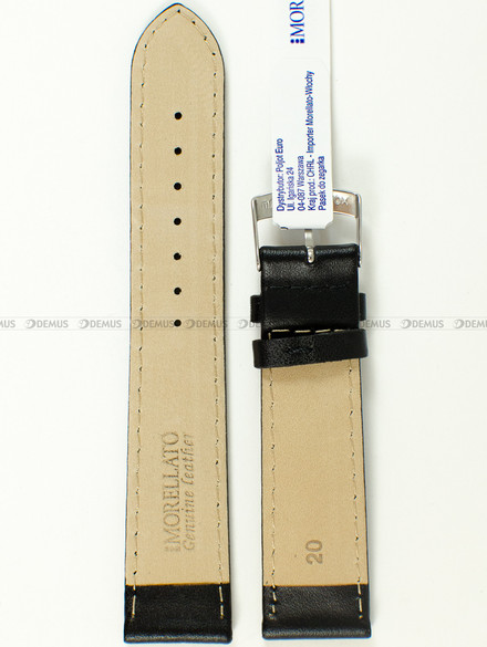 Skórzany pasek do zegarka Morellato A01X2619875019CR20, 20 mm, Czarny