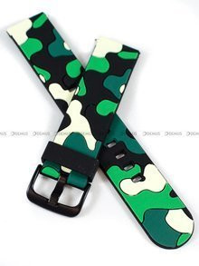 Silikonowy pasek do zegarka Demus PGS1.20.3.1.7, 20 mm, Czarny, Zielony, Biały