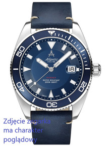 Pasek skórzany do zegarka Atlantic do serii 70351, 80371 - 80371-BU-22 - 22 mm