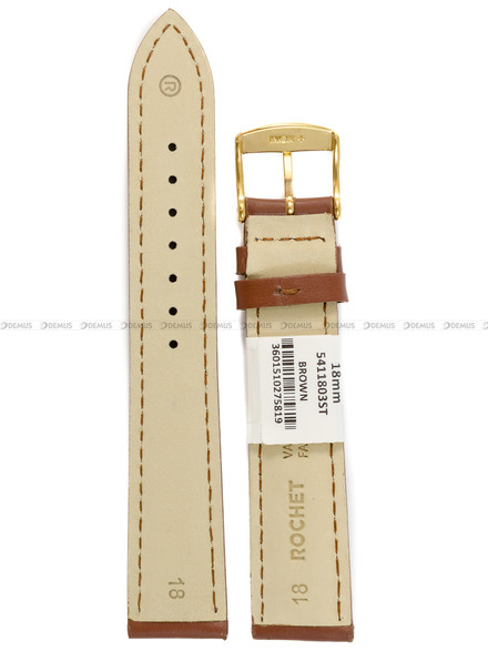 Pasek skórzany do zegarka - Rochet Miami 5411803ST - 18 mm - Brązowy