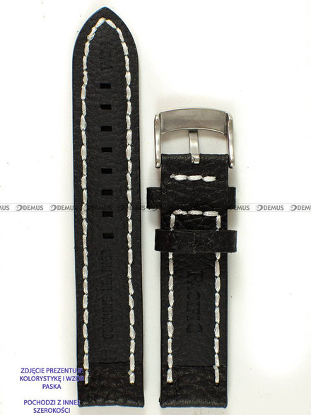 Skórzany pasek do zegarka Pacific W24.24.1.7v2, 24 mm, Czarny