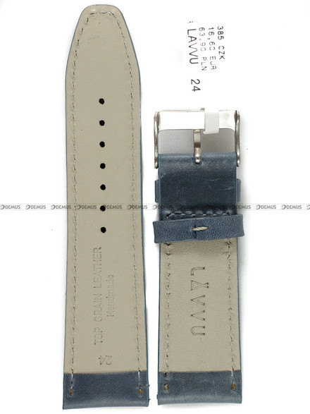 Skórzany pasek do zegarka LAVVU LSKUJ24, 24 mm, Niebieski