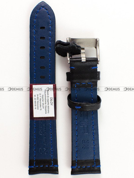 Skórzany pasek do zegarka Diloy 393.20.1.5, 20 mm, Czarny