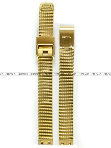 Pozłacana, siateczkowa (mesh) bransoleta do zegarka Obaku V173LXGGMG, 10 mm, Złota