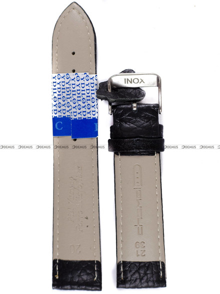 Skórzany pasek do zegarka Diloy P206.20.1, 20 mm, Czarny