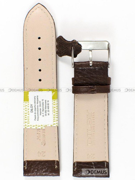 Skórzany pasek do zegarka Diloy P206.24.2, 24 mm, Brązowy