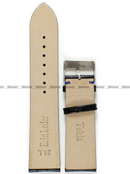 Skórzany pasek do zegarka Tekla PT22.24.1.5, 24 mm, Czarny