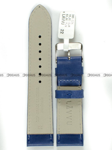 Skórzany pasek do zegarka LAVVU LSAUL22, 22 mm, Niebieski