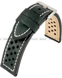 Skórzany pasek do zegarka Horido 9618.01.20S-biała nić, 20 mm, Czarny