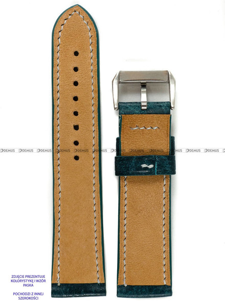 Pasek skórzany ręcznie robiony A. Kucharski Leather - Conceria Il Ponte Maya - turquoise/white 24 mm