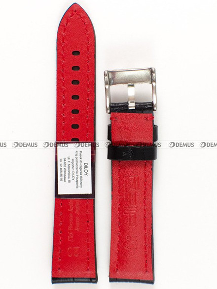 Skórzany pasek do zegarka Diloy 395.20.1.6, 20 mm, Czarny
