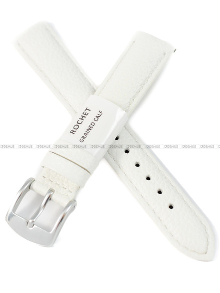 Pasek skórzany do zegarka - Rochet Boston 6020502 - 16 mm - Biały