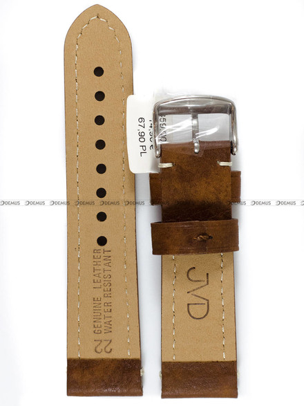 Pasek skórzany wodoodporny do zegarka - JVD R42003/22 - 22 mm