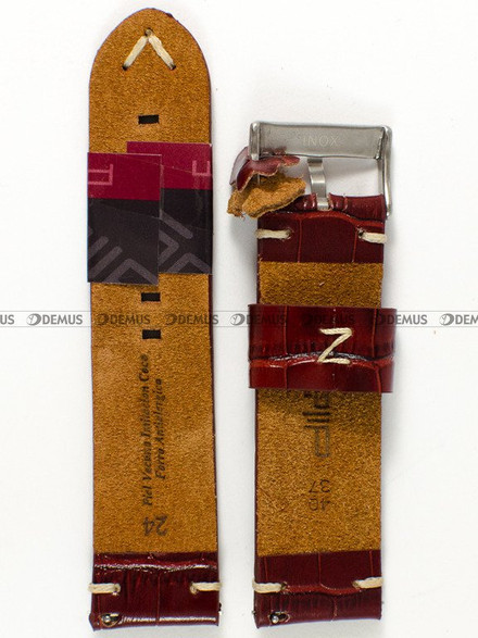 Skórzany pasek do zegarka Diloy 403.24.8, 24 mm, Bordowy