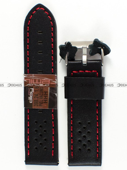 Skórzany pasek do zegarka Diloy 398.24.1.6, 24 mm, Czarny